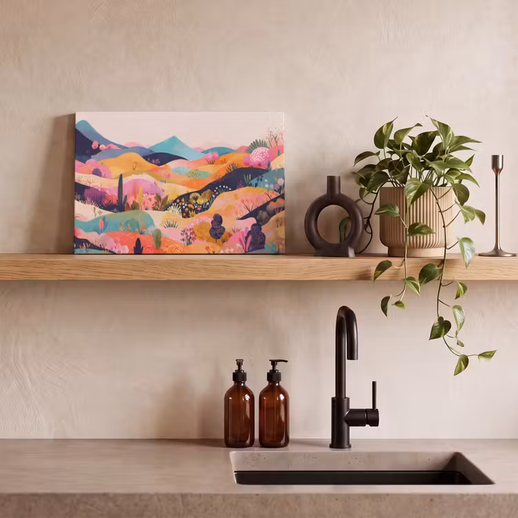 Golvende heuvels - Abstracte planten - Dromerig canvas 2cm klein -sfeer3