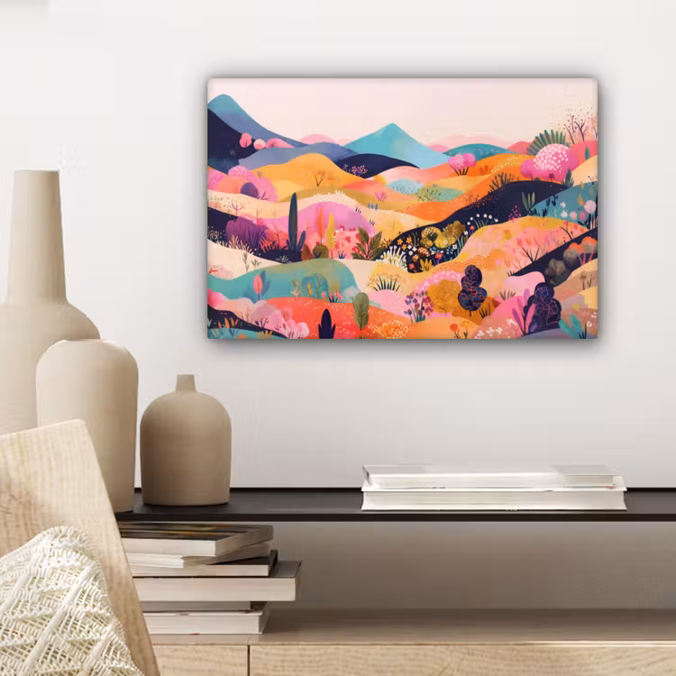 Golvende heuvels - Abstracte planten - Dromerig canvas 2cm klein -sfeer6