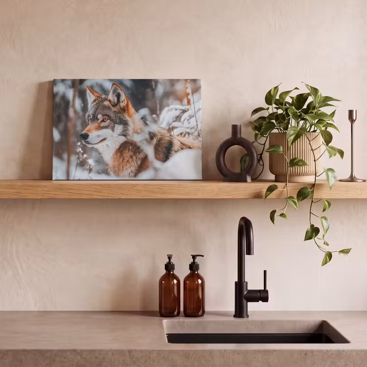 Wolf - Sneeuw - Winter - Dieren - Natuur - Sneeuw canvas 2cm klein -sfeer3