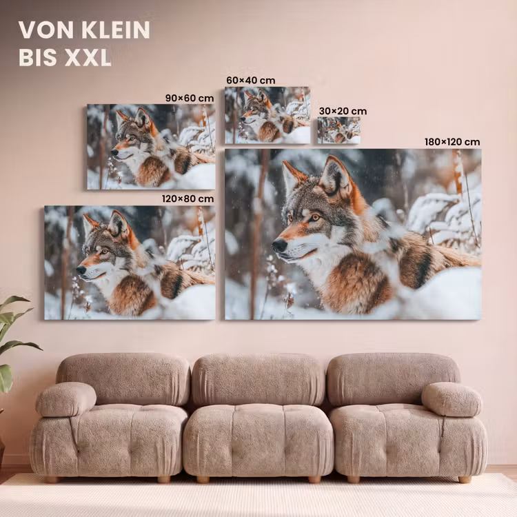 Wolf - Sneeuw - Winter - Dieren - Natuur - Sneeuw canvas 2cm klein -Xsfeer8_DE