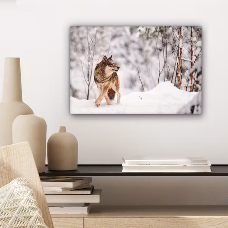 Wolf - Winter - Sneeuw - Natuur - Dieren canvas 2cm klein -sfeer6