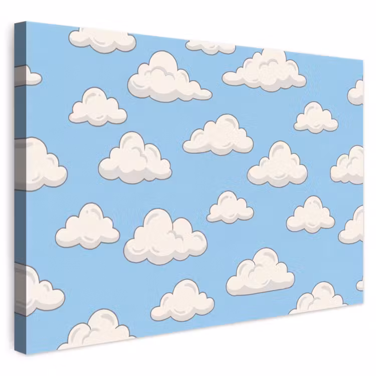 Wolk - Cartoon - Lucht - Blauw - Wit canvas 2cm klein -3d