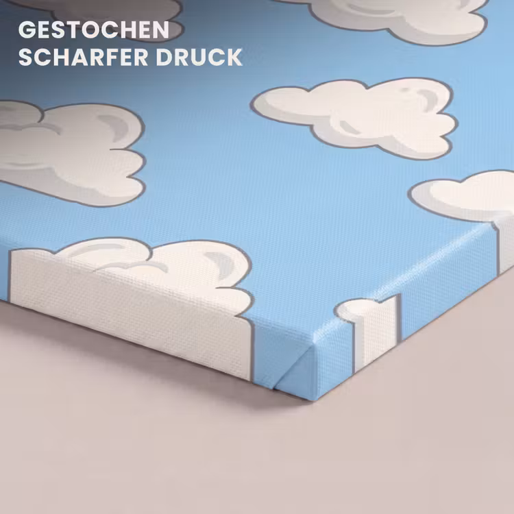 Wolk - Cartoon - Lucht - Blauw - Wit canvas 2cm klein -closeup_print_DE