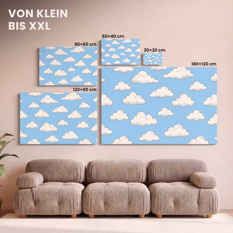 Wolk - Cartoon - Lucht - Blauw - Wit canvas 2cm klein -Xsfeer8_DE