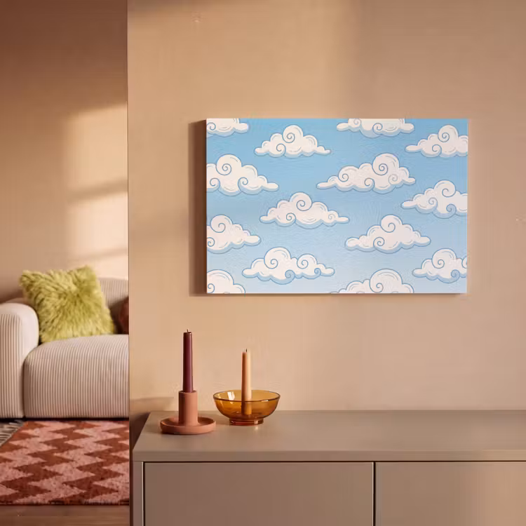 Wolk - Lucht - Cartoon - Blauw - Wit canvas 2cm klein -sfeer1