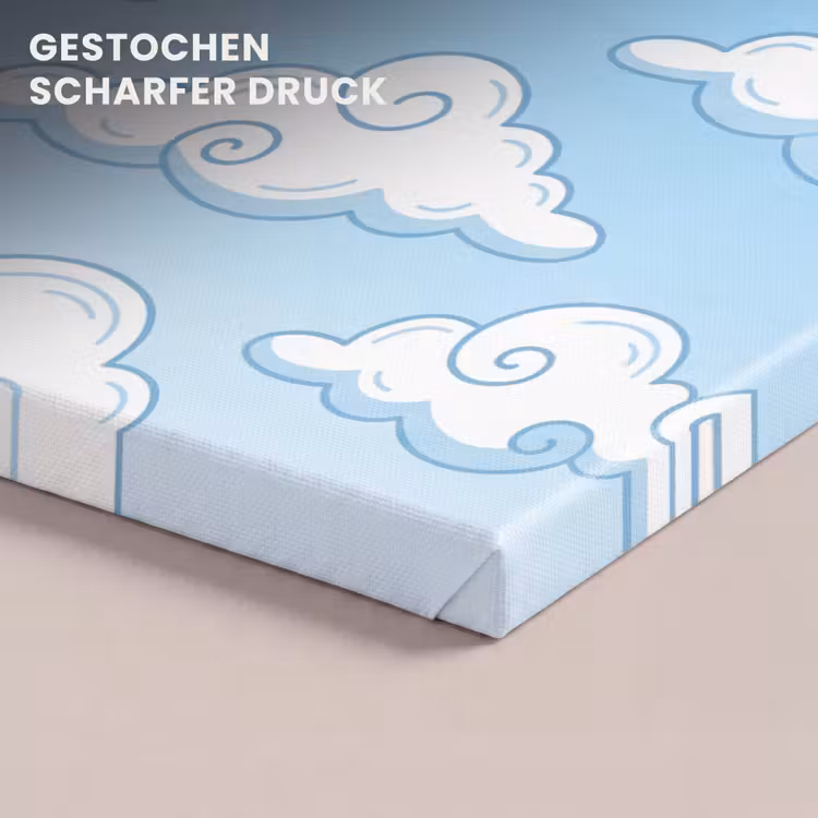 Wolk - Lucht - Cartoon - Blauw - Wit canvas 2cm klein -closeup_print_DE