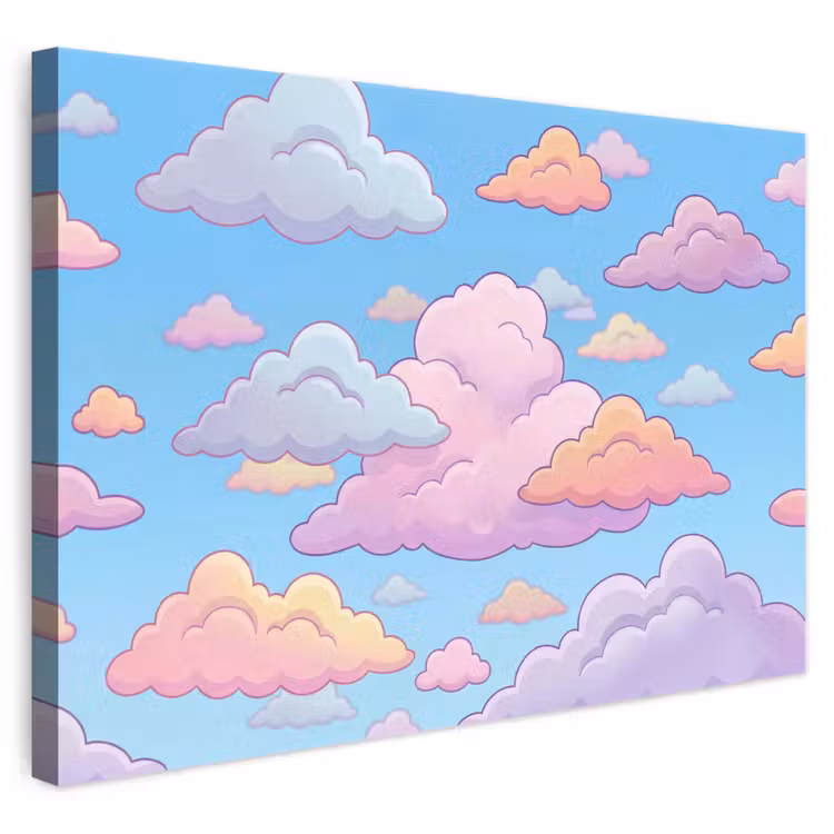 Wolk - Lucht - Natuur - Illustratie - Pastel canvas 2cm klein -3d