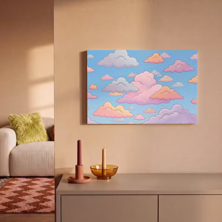 Wolk - Lucht - Natuur - Illustratie - Pastel canvas 2cm klein -sfeer1
