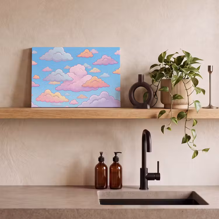 Wolk - Lucht - Natuur - Illustratie - Pastel canvas 2cm klein -sfeer3
