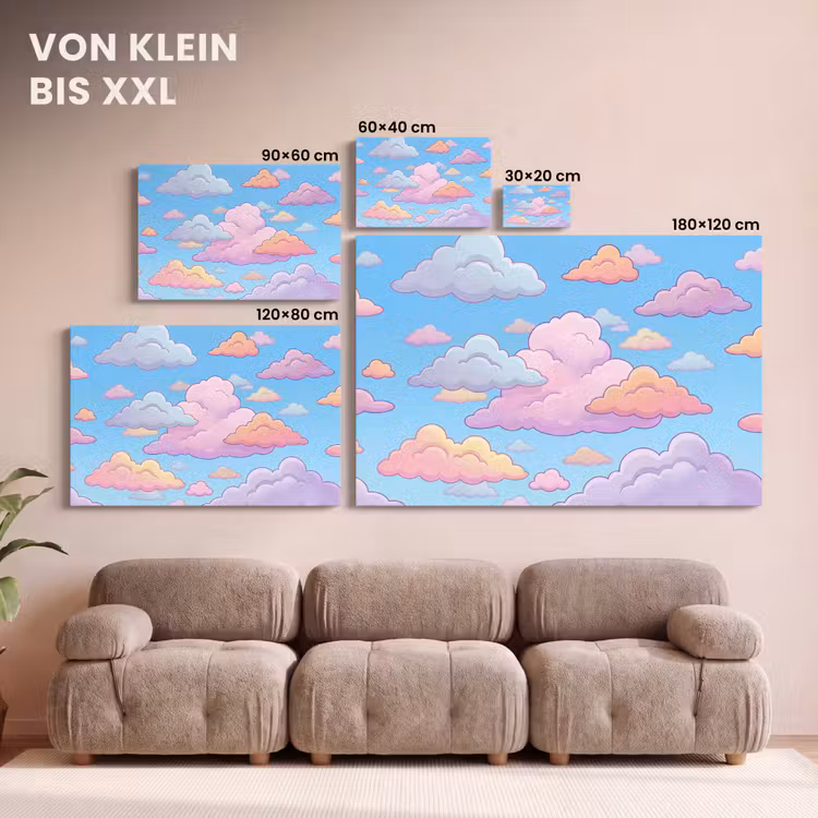 Wolk - Lucht - Natuur - Illustratie - Pastel canvas 2cm klein -Xsfeer8_DE
