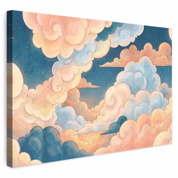 Wolk - Lucht - Natuur - Illustratief - Oranje canvas 2cm klein -3d