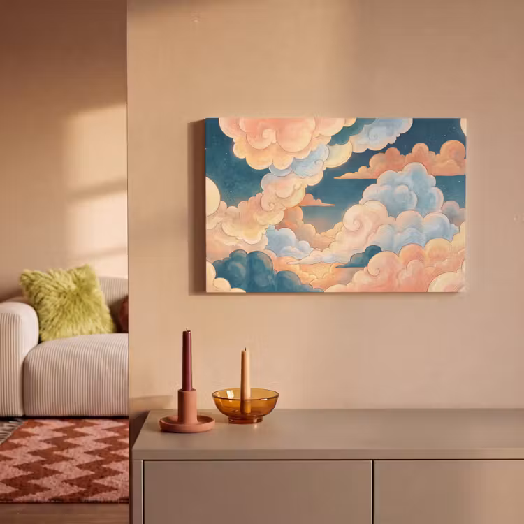 Wolk - Lucht - Natuur - Illustratief - Oranje canvas 2cm klein -sfeer1