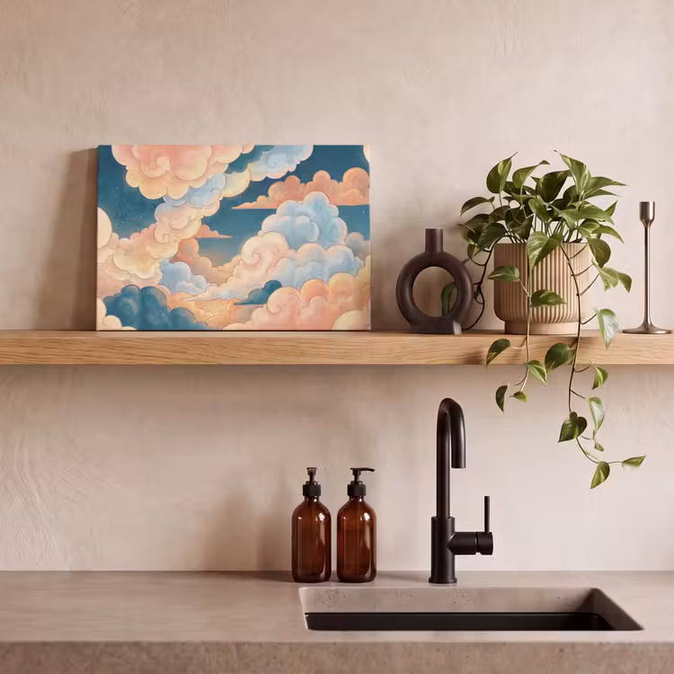 Wolk - Lucht - Natuur - Illustratief - Oranje canvas 2cm klein -sfeer3