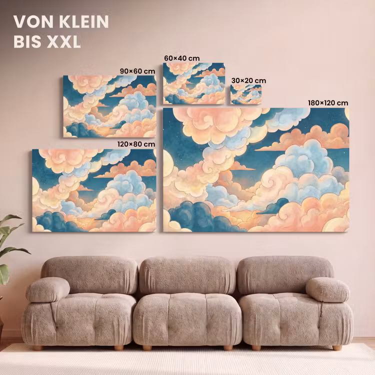 Wolk - Lucht - Natuur - Illustratief - Oranje canvas 2cm klein -Xsfeer8_DE