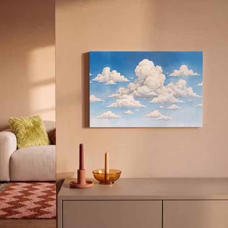 Wolken - Blauwe lucht - Natuur - Modern - Wit canvas 2cm klein -sfeer1