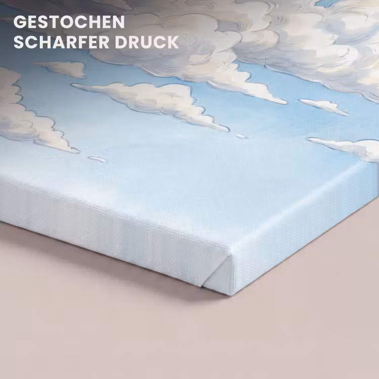 Wolken - Blauwe lucht - Natuur - Modern - Wit canvas 2cm klein -closeup_print_DE