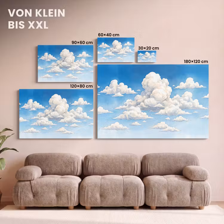 Wolken - Blauwe lucht - Natuur - Modern - Wit canvas 2cm klein -Xsfeer8_DE
