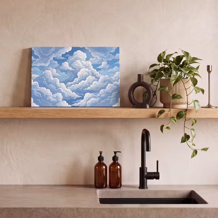 Wolken - Hemel - Abstract - Wit canvas 2cm klein -sfeer3