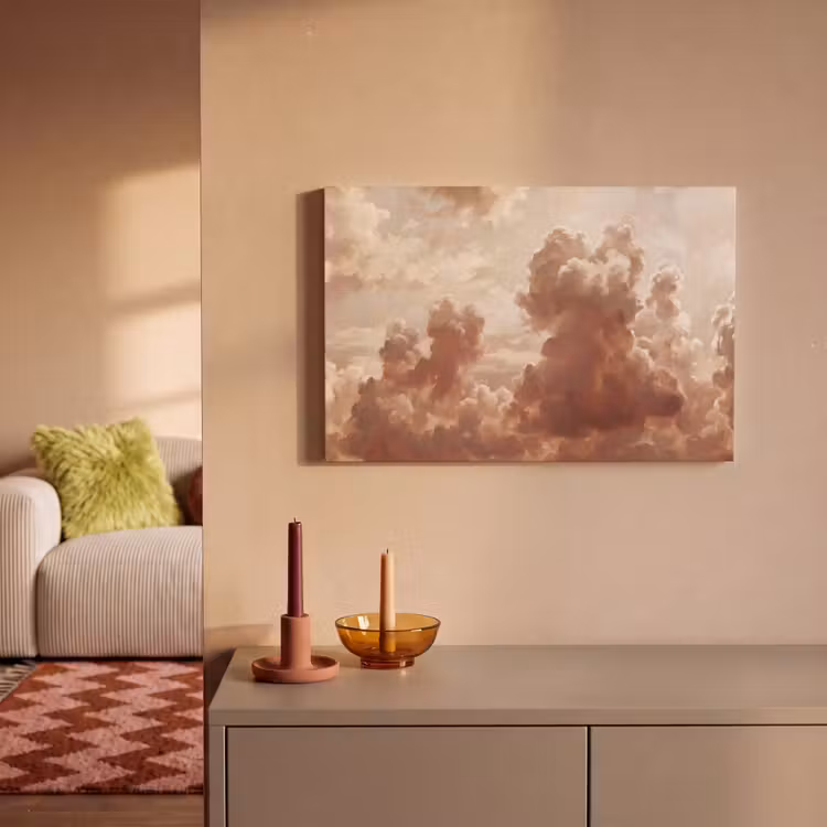 Wolken - Lucht - Natuur - Modern - Bruin canvas 2cm klein -sfeer1