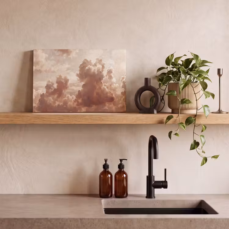 Wolken - Lucht - Natuur - Modern - Bruin canvas 2cm klein -sfeer3