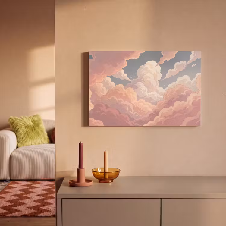Wolken - Lucht - Natuur - Pastel - Roze canvas 2cm klein -sfeer1