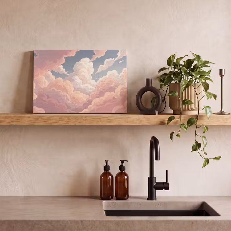 Wolken - Lucht - Natuur - Pastel - Roze canvas 2cm klein -sfeer3