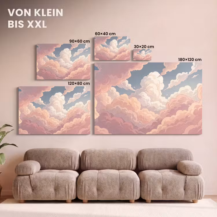 Wolken - Lucht - Natuur - Pastel - Roze canvas 2cm klein -Xsfeer8_DE