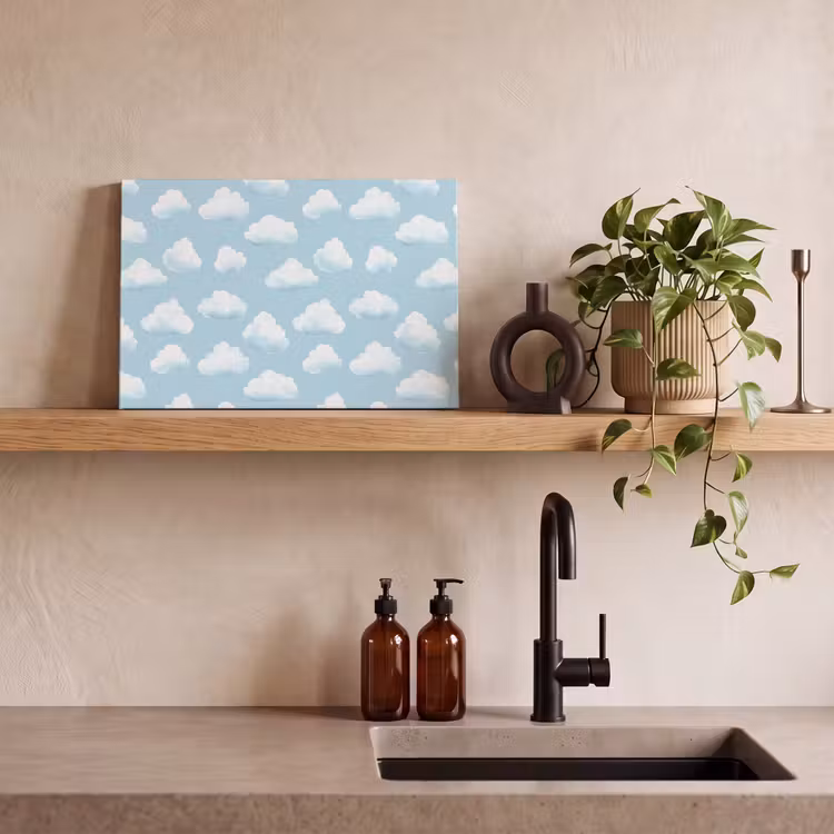 Wolken - Illustratie - Blauw canvas 2cm klein 34 -sfeer3