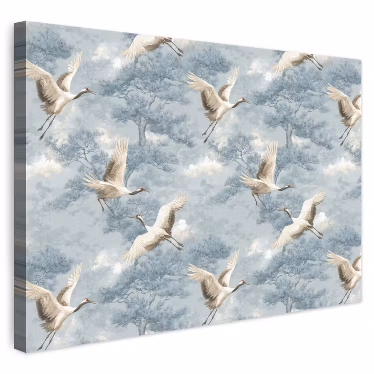 Wolken - Kraanvogels - Blauw canvas 2cm klein 34 -3d