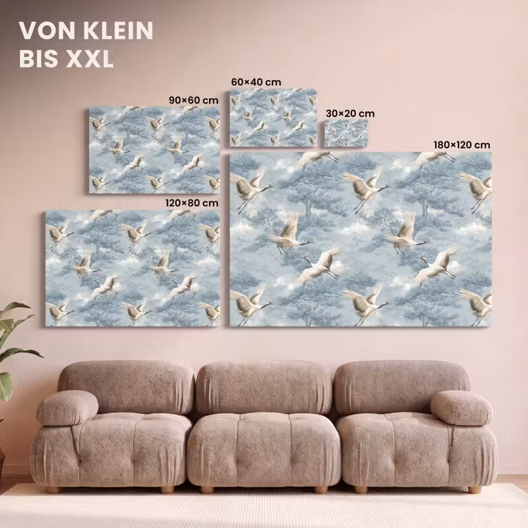 Wolken - Kraanvogels - Blauw canvas 2cm klein 34 -Xsfeer8_DE