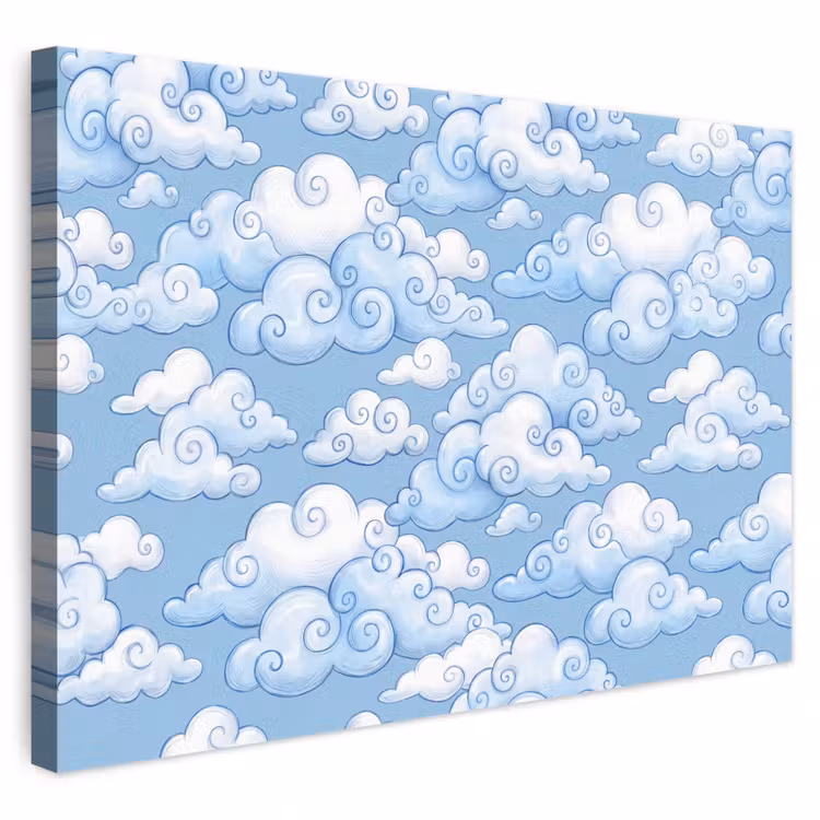 Wolken - Patroon - Hemel - Illustratie - Wit canvas 2cm klein -3d