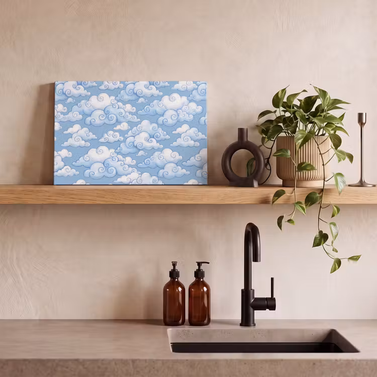 Wolken - Patroon - Hemel - Illustratie - Wit canvas 2cm klein -sfeer3