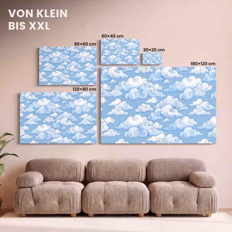 Wolken - Patroon - Hemel - Illustratie - Wit canvas 2cm klein -Xsfeer8_DE
