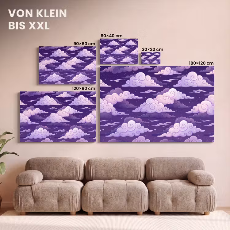 Wolken - Nacht - Natuur - Abstract - Paars canvas 2cm klein -Xsfeer8_DE