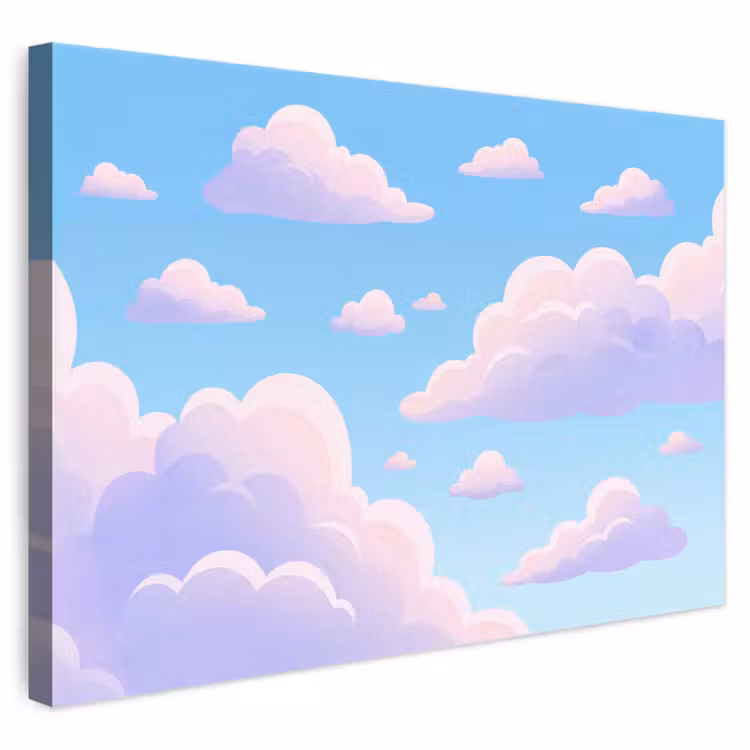Wolken - Roze - Blauw - Natuur - Modern canvas 2cm klein -3d
