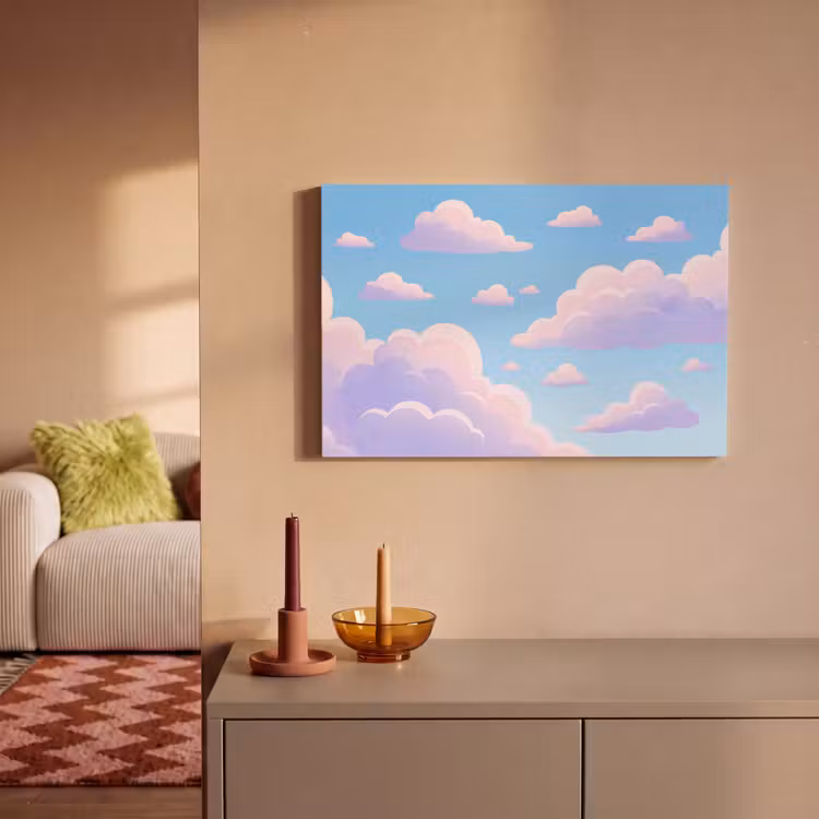 Wolken - Roze - Blauw - Natuur - Modern canvas 2cm klein -sfeer1