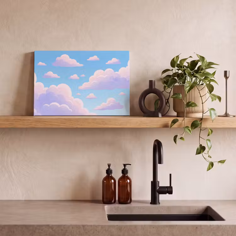 Wolken - Roze - Blauw - Natuur - Modern canvas 2cm klein -sfeer3
