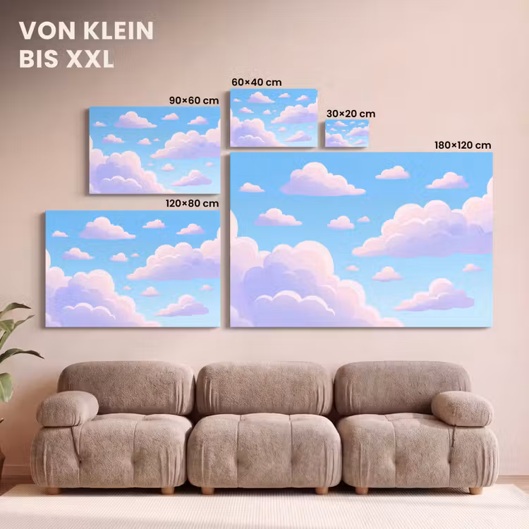Wolken - Roze - Blauw - Natuur - Modern canvas 2cm klein -Xsfeer8_DE