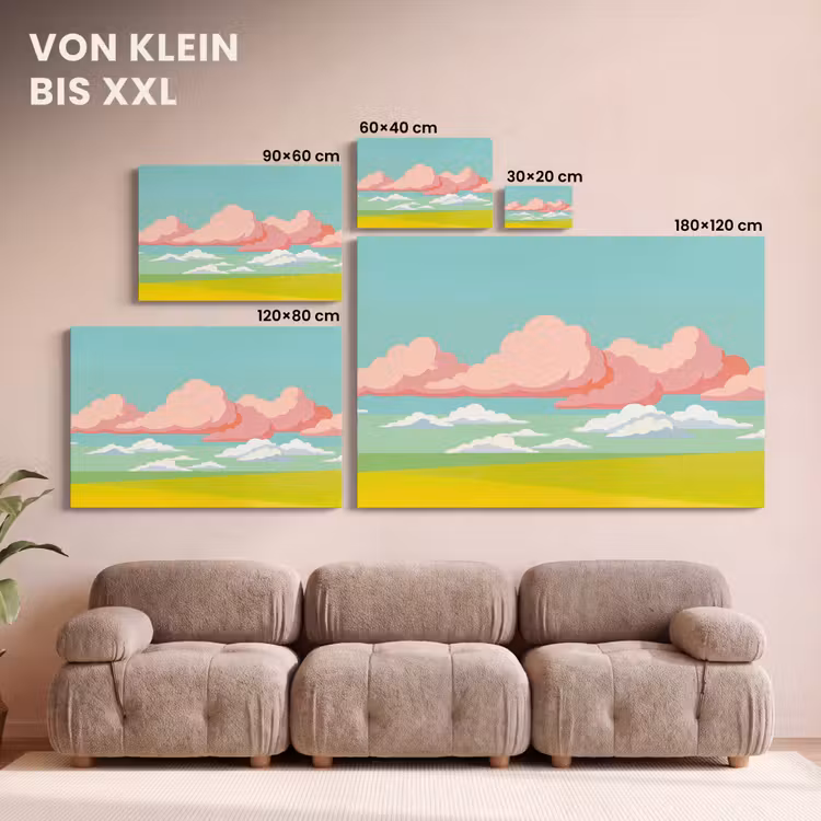 Wolken - Roze - Natuur - Modern - Pastel canvas 2cm klein -Xsfeer8_DE