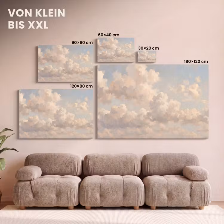 Wolken - Zacht - Natuur - Klassiek - Beige canvas 2cm klein -Xsfeer8_DE