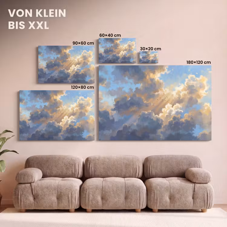Wolken - Zonnestralen - Natuur - Abstract - Blauw canvas 2cm klein -Xsfeer8_DE