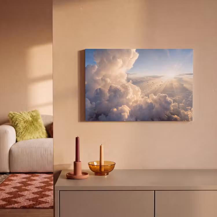 Wolken - Zonnestralen - Natuur - Wit canvas 2cm klein -sfeer1