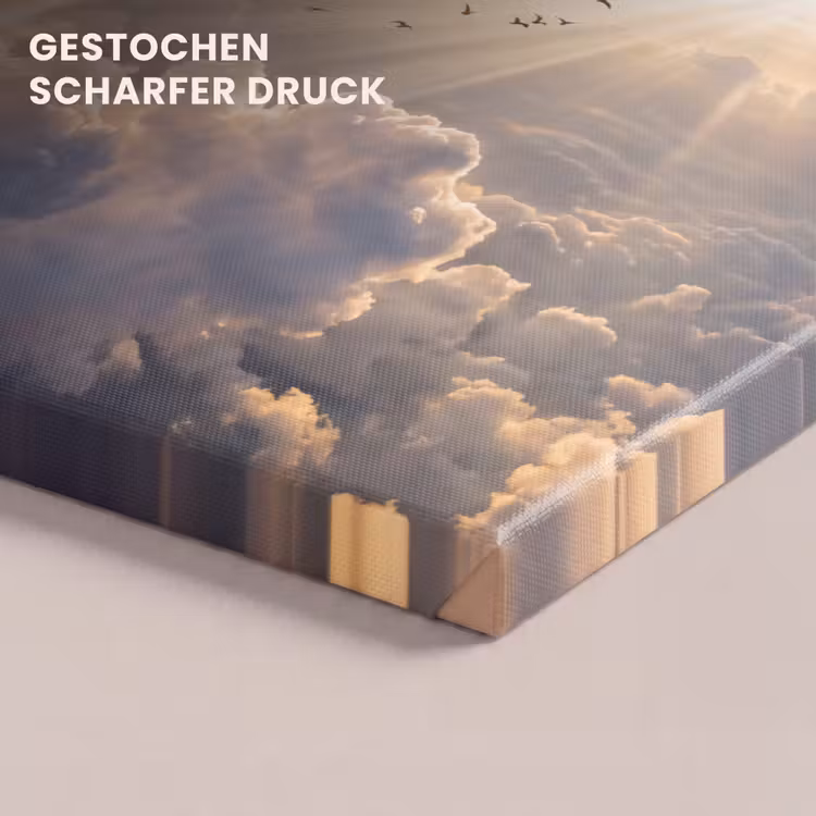 Wolken - Zonnestralen - Natuur - Wit canvas 2cm klein -closeup_print_DE