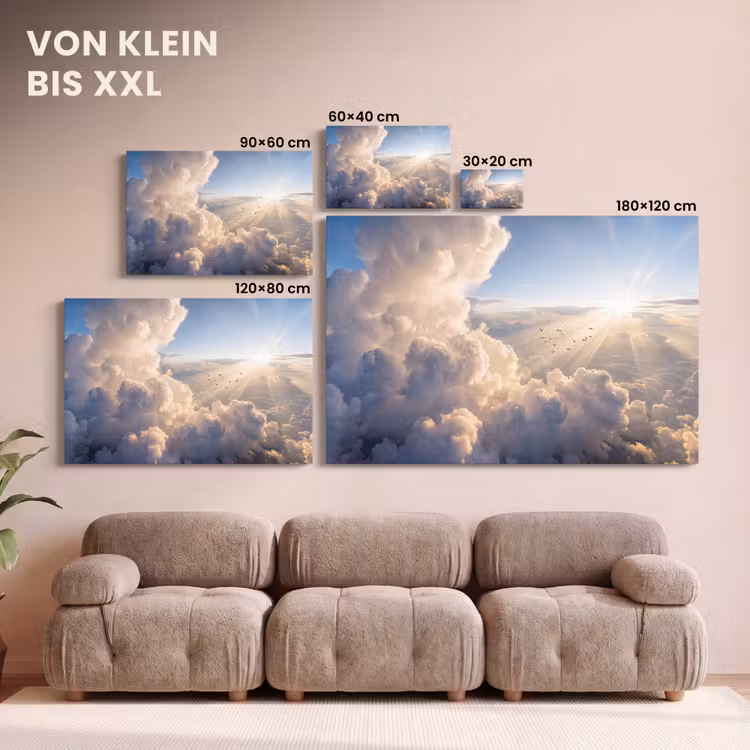 Wolken - Zonnestralen - Natuur - Wit canvas 2cm klein -Xsfeer8_DE