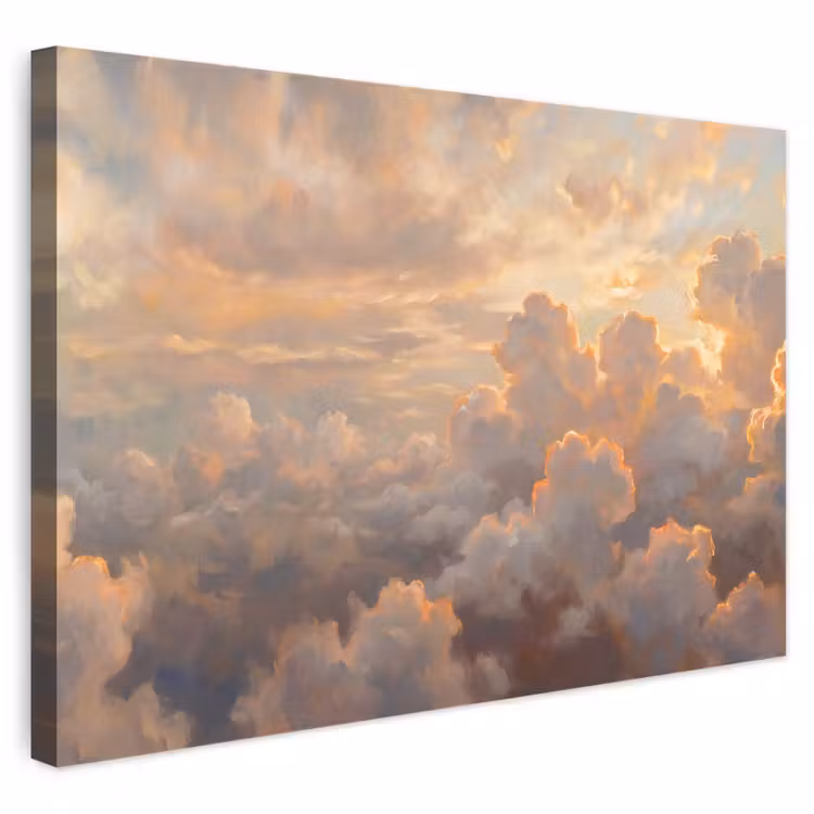 Wolken - Zonsondergang - Natuur - Abstract - Goud canvas 2cm klein -3d
