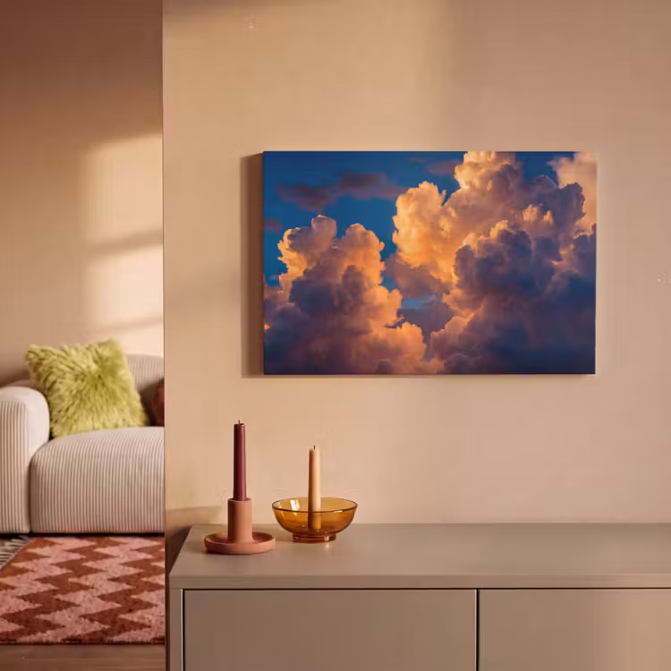 Wolken - Zonsondergang - Natuur - Oranje - Blauw canvas 2cm klein -sfeer1