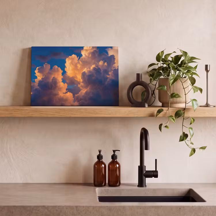Wolken - Zonsondergang - Natuur - Oranje - Blauw canvas 2cm klein -sfeer3