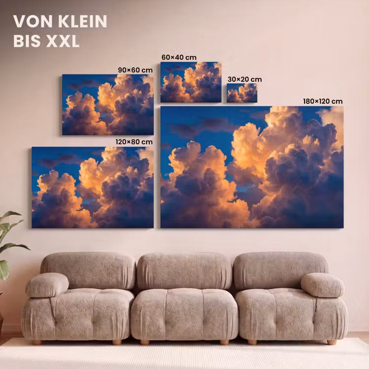 Wolken - Zonsondergang - Natuur - Oranje - Blauw canvas 2cm klein -Xsfeer8_DE