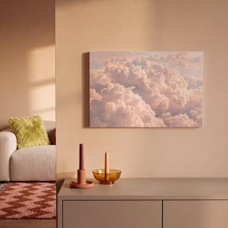 Wolken - Zonsondergang - Natuur - Pastel - Roze canvas 2cm klein -sfeer1