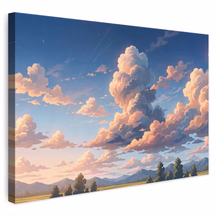 Wolken - Daghemel - Natuur - Illustratie - Oranje canvas 2cm klein -3d